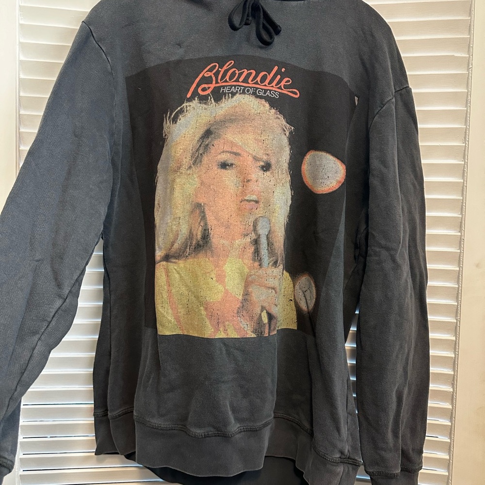 The Kooples Dark Gray/Washed Black Oversized Graphic Hoodie